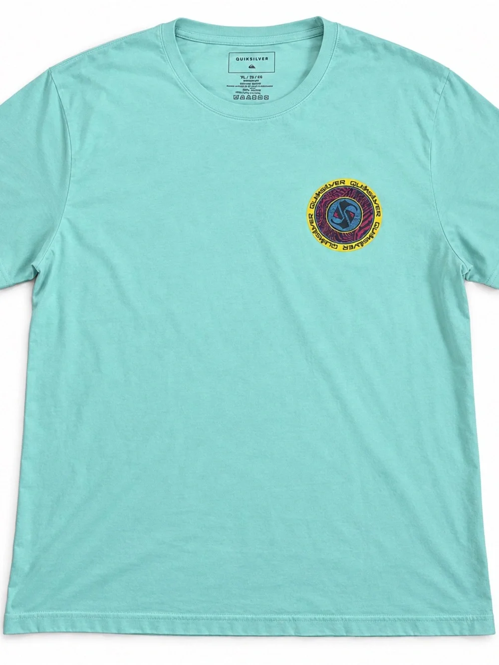 Quiksilver XL Mint Green T-Shirt Colorful Logo Short Sleeve